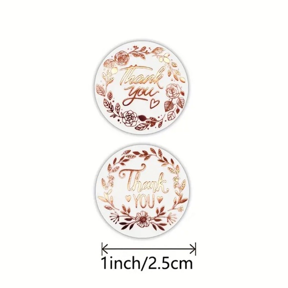 1 Roll 500pc Rose Gold Thank You Sealing Stickers NWT - Picture 2 of 5